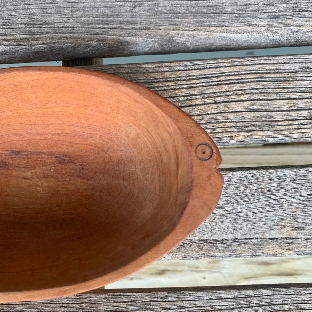 VTG Hand Carved Wooden Fish Mortar and Pestle Set MCM Nautical Coastal Decor